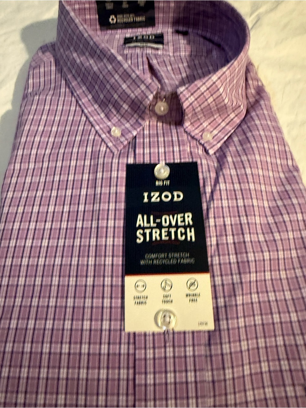 Izod Men’s Purple Plaid Button-Down Shirt